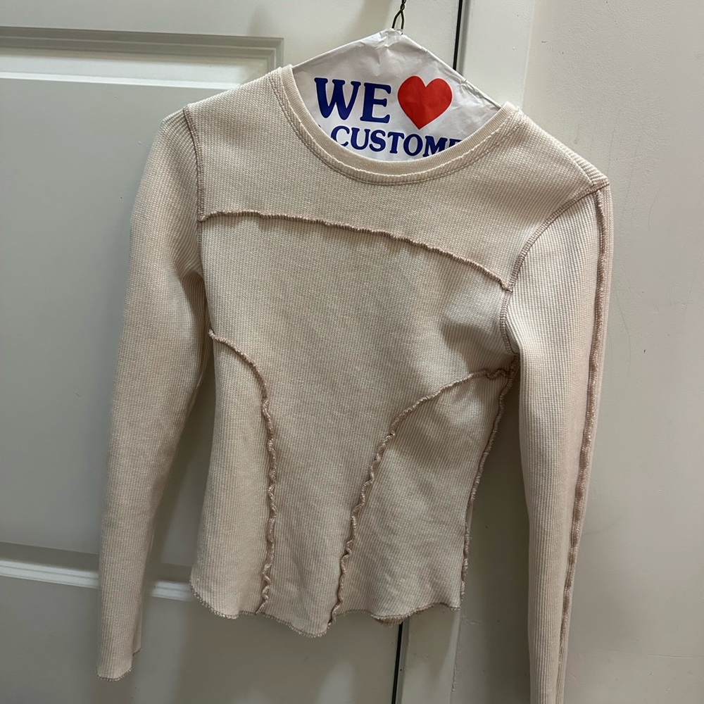 Urban Outfitters Cream Long Sleeve Top